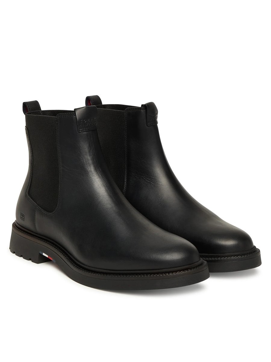 TOMMY HILFIGER CZARNE SKÓRZANE SZTYBLETY MĘSKIE 44 16KA