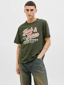 Koszulki męskie - Jack & Jones Koszulka "Jjelogo" w kolorze khaki - miniaturka - grafika 1
