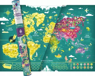 Mapa świata zdrapka VIP czarno-złota Playprint - Książki edukacyjne - miniaturka - grafika 1
