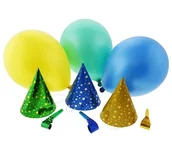 Balony i akcesoria - Zestaw na bal karnawałowy: balony, Czapeczki i rozwijane trąbki, 1 szt. - miniaturka - grafika 1