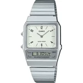 Zegarki męskie - Casio Vintage zegarek srebrny w stylu Retro z kremową tarczą AQ-800E-7A2EF - miniaturka - grafika 1