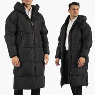 Kurtki męskie - Kurtka Męska Zimowa Puchowa Długa Klasyczna Z Kapturem Czarna FD8156-1 Czarny XXL - miniaturka - grafika 1