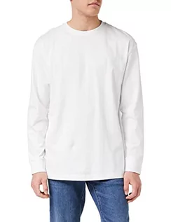 Koszulki męskie - Urban Classics Męska koszulka z długim rękawem Boxy Heavy Longsleeve, biały (White 00220), L - grafika 1