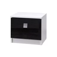 Szafki nocne - Szafka Nocna Lux Stripes Maridex Biały Mat / Biały Połysk / Stripes Czarn - miniaturka - grafika 1
