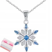 Biżuteria dla dzieci - SREBRNY NASZYJNIK RODOWANY ŁAŃCUSZEK ŚNIEŻKA ŚNIEŻYNKA NA ŚWIĘTA SREBRO 925 - miniaturka - grafika 1