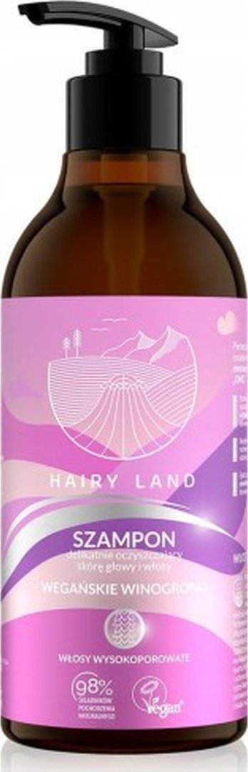 Hairy Land Wegańskie Winogrono Szampon delikatnie oczyszczający skórę głowy i włosy do włosów wysokoporowatych 400ml