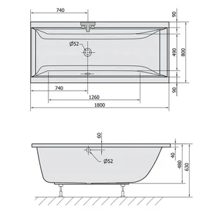 Polysan Cleo Wanna prostokątna 180x80 cm do zabudowy biały mat 95611.11 - Wanny - miniaturka - grafika 2
