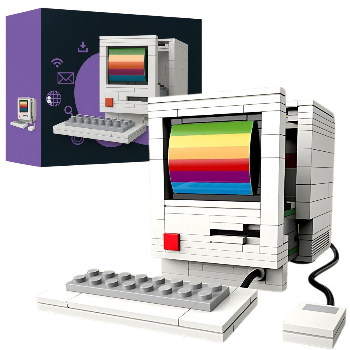 KLOCKI KONSTRUKCYJNE RETRO KOMPUTER DESKTOP KLAWIATURA MYSZKA 3D 274 EL