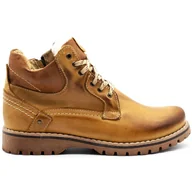 Buty zimowe męskie - Buty męskie trzewiki skórzane zimowe 885 camel - Komodo - miniaturka - grafika 1