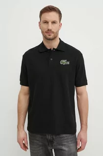 Koszulki męskie - Lacoste polo bawełniane kolor czarny z aplikacją - grafika 1