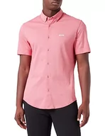 Koszule męskie - BOSS Męska koszula BIADIA R Regular -Fit z czystej bawełny dżersejowej z kołnierzem na guziki, czerwony, XL - miniaturka - grafika 1