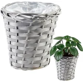 Donice - Vilde Osłonka Na Kwiaty Roślinę Doniczkę Pleciona Wiklinowa Doniczka Szara Koszyk Boho 16X17 Cm - miniaturka - grafika 1