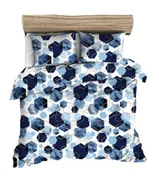 Pościel - Pościel flanelowa 160x200 granatowa biała geometria - miniaturka - grafika 1