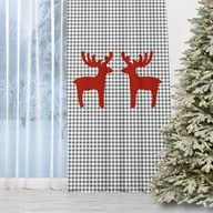 Zasłony - Zasłona WINTER  wzór BN13 | szara kratka i renifery 150 x 260 cm tkanina zaciemniająca - miniaturka - grafika 1