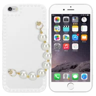 Etui i futerały do telefonów - Pokrowiec Do Apple iPhone 6 / 6S Etui w Biały z perłami Obudowa Case Cover TPU Silicone Perły Cadorabo - miniaturka - grafika 1