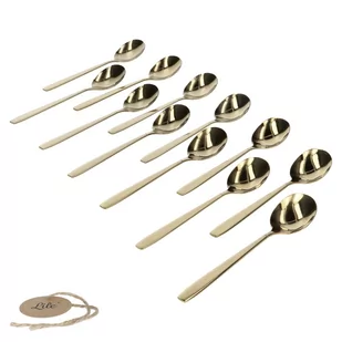 Łyżeczka do herbaty deserowa złota zestaw 12 sztuk Lile Gold - Zestawy sztućców - miniaturka - grafika 1