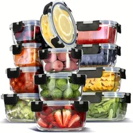 Inne - TEMU 24-packowa zestaw naczyń z pokrywkami, bezpłatne w mikrofalówce i zmywarce, niepłatne, bez wzoru, pojemniki na lunch bento, słoik na cukierki, - miniaturka - grafika 1