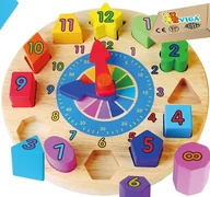 Zabawki sensoryczne - DREWNIANY ZEGAR do nauki na zegarze viga 24m+ zabawki sensoryczne monstessori - miniaturka - grafika 1