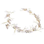 Ozdoby do włosów - OZDOBA DO WŁOSÓW ślubna pudrowa KRYSZTAŁY długa - miniaturka - grafika 1