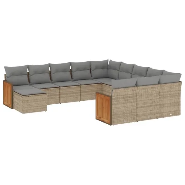 Zestaw wypoczynkowy ogrodowy beżowy rattan PE, modułowy, 55-62 x 55-62 x
