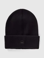 Czapki damskie - Benetton Wełniana czapka beanie w kolorze czarnym - miniaturka - grafika 1