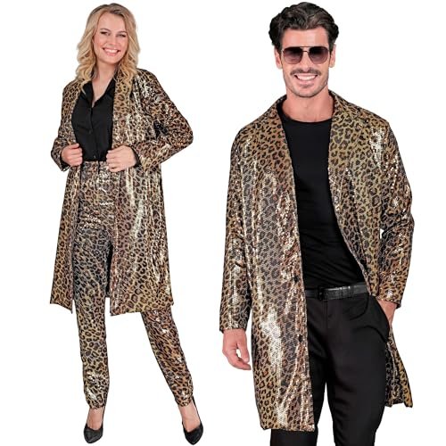 WIDMANN MILANO PARTY FASHION - cekinowy płaszcz, kurtka, kamizelka, strój na imprezę, gorączka disco, karnawał, zwierzęcy nadruk
