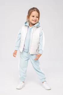 Spodnie i spodenki dla dziewczynek - Błękitne spodnie dresowe dziewczęce z paskami - grafika 1