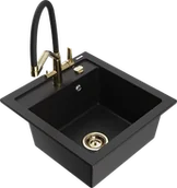 Zlewozmywaki z baterią - Mexen Vito zlewozmywak granitowy 1-komorowy z baterią kuchenną Duo, czarny - 6503-77-671701-57-G - miniaturka - grafika 1