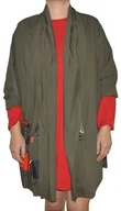 Płaszcze damskie - Płaszcz damski narzutka wiosenna bawełna khaki - miniaturka - grafika 1