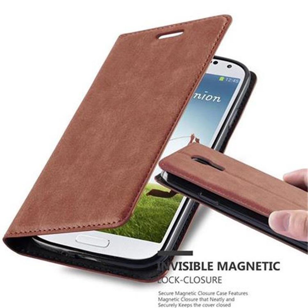 Etui Cadorabo do Samsung Galaxy S4 w kolorze brązowym z magnetycznym zamknięciem na telefon komórkowy