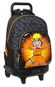 Plecaki - Safta NARUTO duży plecak na kółkach, kompaktowy, zdejmowany, idealny dla dzieci w różnym wieku, wygodny i uniwersalny, wysokiej jakości i wytrzymałość, 33 x 22 x 45 cm, czarny/pomarańczowy, Estándar, - miniaturka - grafika 1