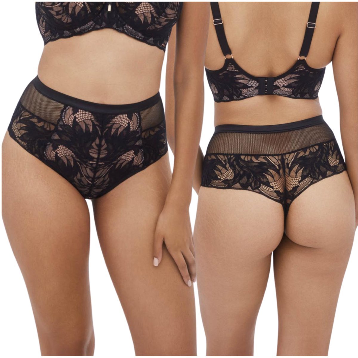 Majtki alles boudoir stringi z w. stanem czarne - rozmiar 36