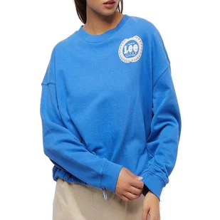 LEE DRAWCORD DAMSKA BLUZA LOGO NADRUK CREW CITY BLUE L52CJA32 112112089 - Lee - Bluzy damskie - miniaturka - grafika 1