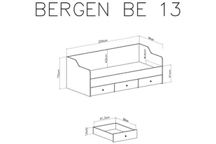 Łóżko pojedyncze młodzieżowe z szufladami 90x200 Bergen 13 - biały - Łóżka - miniaturka - grafika 4