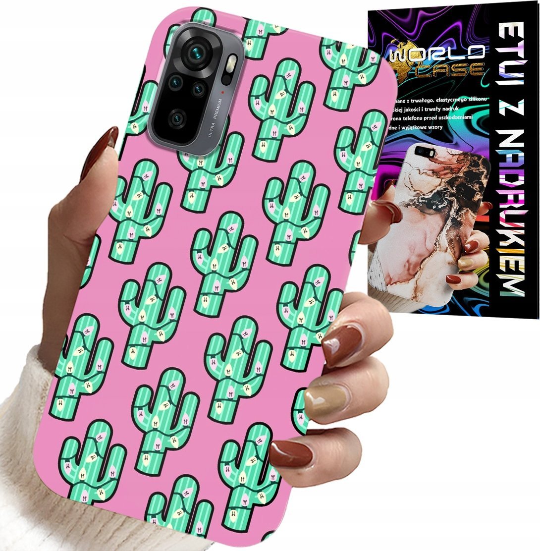 ETUI DO XIAOMI NOTE 10 / 10S - KAKTUSY, KAKTUS NA RÓŻOWYM TLE + FOLIA