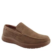 Mokasyny męskie - Unisoft 24MN16-8214 męskie mokasyny ażurowe wkładka skóra camel - miniaturka - grafika 1