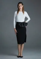 Spódnice - Ołówkowa spódnica z kokardą - miniaturka - grafika 1