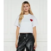 Koszulki i topy damskie - Karl Lagerfeld T-shirt HEARTS | Cropped Fit - miniaturka - grafika 1