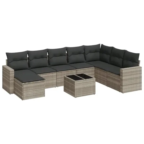 Zestaw wypoczynkowy ogrodowy jasnoszary rattan PE 65,5 x 62 x 69 cm
