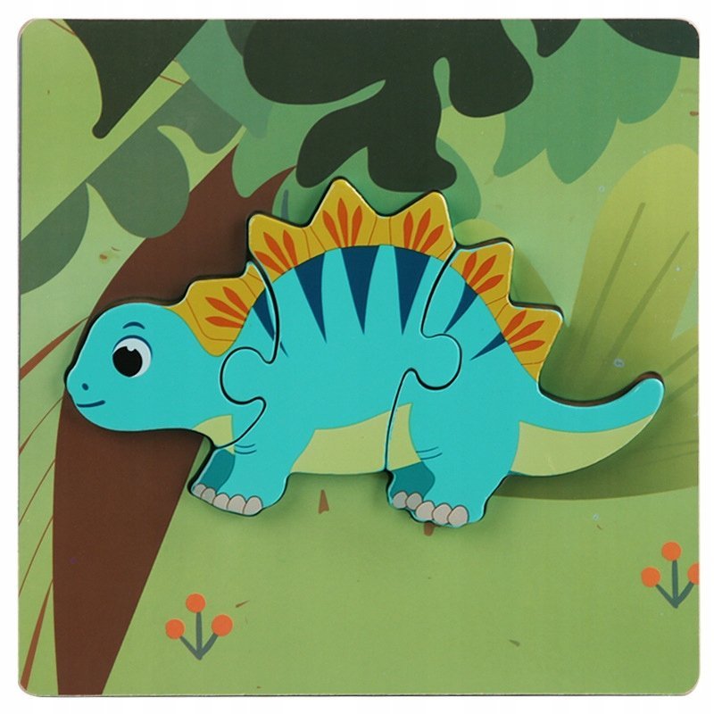 Układanka drewniana DINOZAUR dla dzieci puzzle EDUKACYJNA 4 elementy