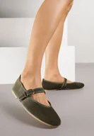 Baleriny - Zielone Balerinki Mary Jane z Klamrą Zaurg - miniaturka - grafika 1