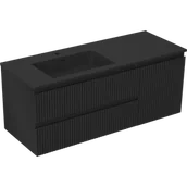 Szafki łazienkowe - Mexen Rivel szafka łazienkowa 120 cm z umywalką Otis lewą, 2S, 1D, ryflowana, czarna mat - 91A23-12047-3-BBFFF71-W18L71 - miniaturka - grafika 1