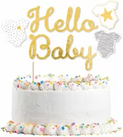 Baby shower i roczek - Topper na tort Hello Baby - 1 szt. - miniaturka - grafika 1