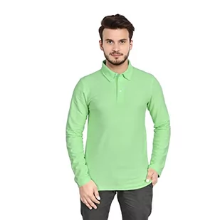 Sleepdown Męska koszulka polo na co dzień z piką z długim rękawem bawełniana koszulka sportowa golf tenis koszule, ZIELONY, XL - Koszulki męskie - miniaturka - grafika 1