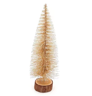 Choinka Sztuczna Na Pniu Z Brokatem 26Cm Złota - Choinki - miniaturka - grafika 1