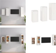 Szafki RTV - vidaXL Szafki pod telewizor 3 szt. Biała lita sosna - Szafka pod TV - Szafki pod TV - Szafka pod TV drewniana - Szafka ścienna - miniaturka - grafika 1