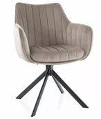 Krzesła - Krzesło Azalia Velvet Czarne / Bluvel 40 Ciemnobeżowe - miniaturka - grafika 1