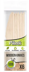 Piknik Noże drewniane EKO 6 szt. - Naczynia i sztućce jednorazowe - miniaturka - grafika 1