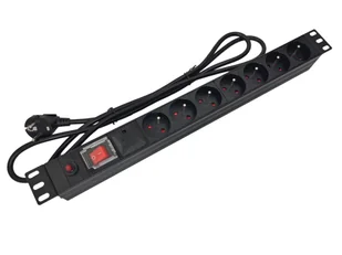 Listwa zasilająca 19" 230V - 7 gniazd (typu E - CEE 7/5), z wyłącznikiem LED, z zabezpieczeniem przeciwprzeciążeniowym oraz przeciwprzepięciowym, kabel 1,8m CEE 7/7 ALANTEC - Akcesoria do serwerów - miniaturka - grafika 1
