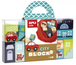 Apli Kids Drewniane klocki z woreczkiem Miasto - Klocki Apli Kids Drewniane klocki z woreczkiem Miasto - Klocki - miniaturka - grafika 1